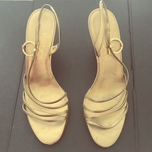 Salvador Ferragamo Gold Wedge heels